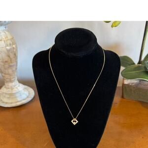 Vintage Givenchy Gold Tone Crystal Logo Pendant Necklace